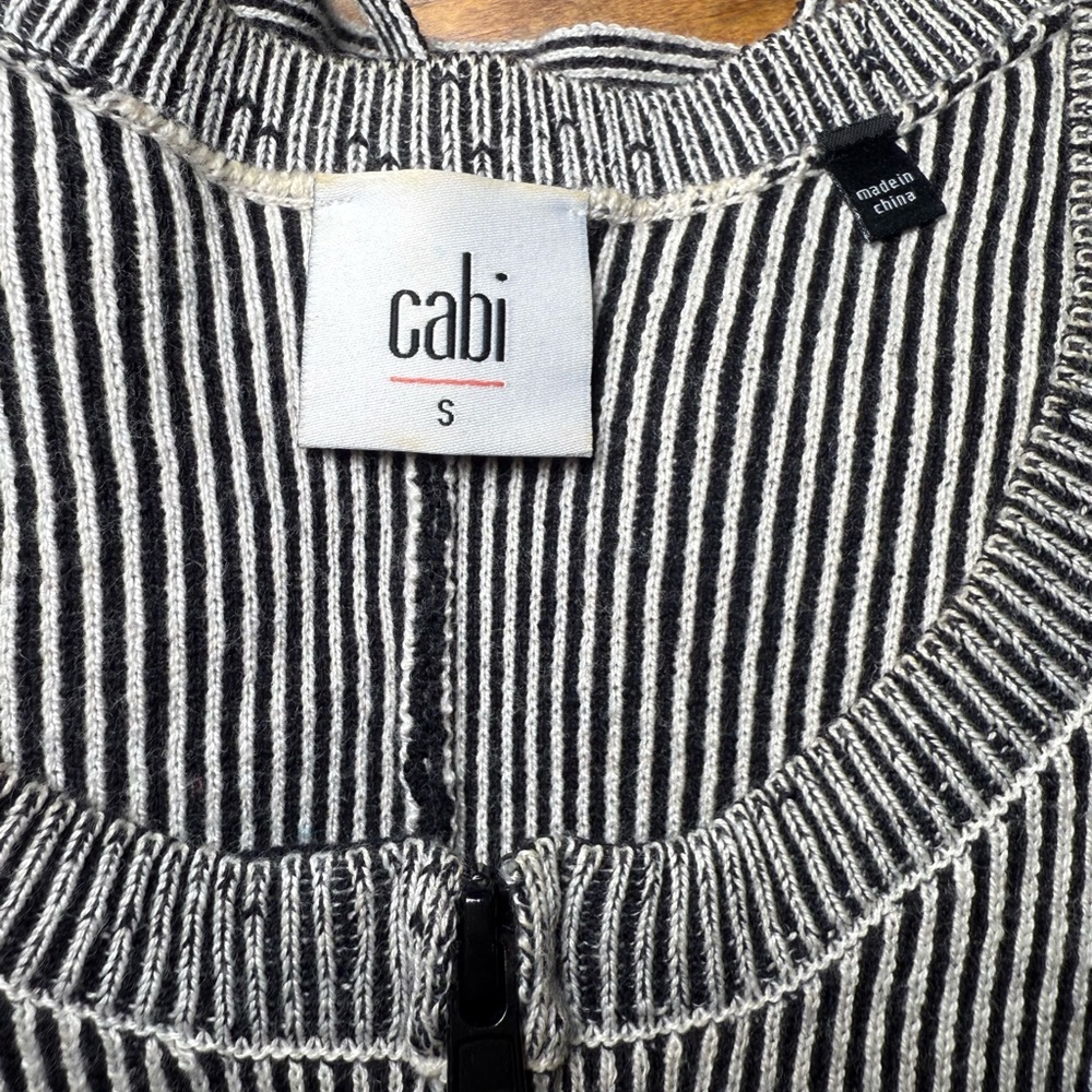 CAbi Gray & White Striped Zip-Front Sweater Cardigan - Picture 6 of 6